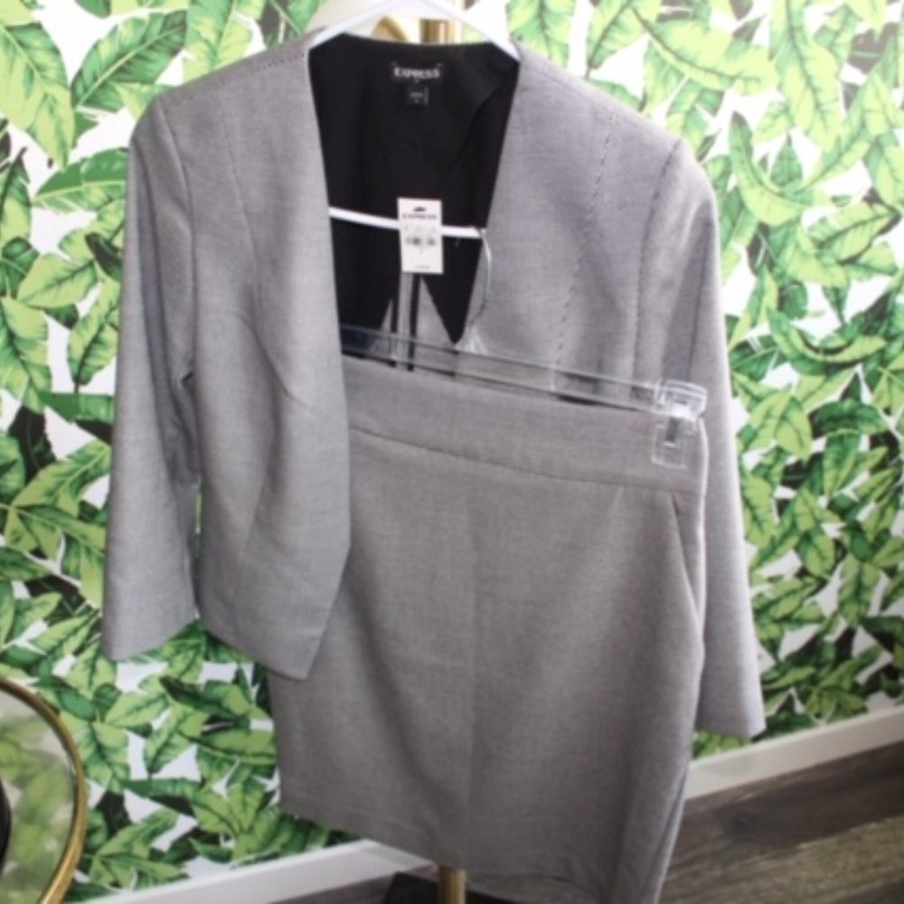 Express gray pencil skirt suit